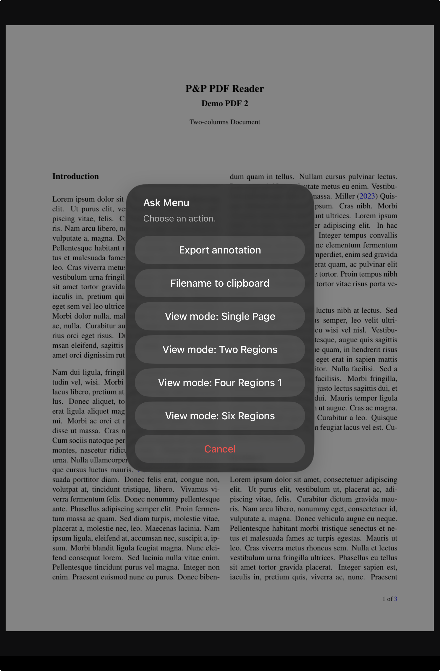 Edge region ask menu settings for view mode access